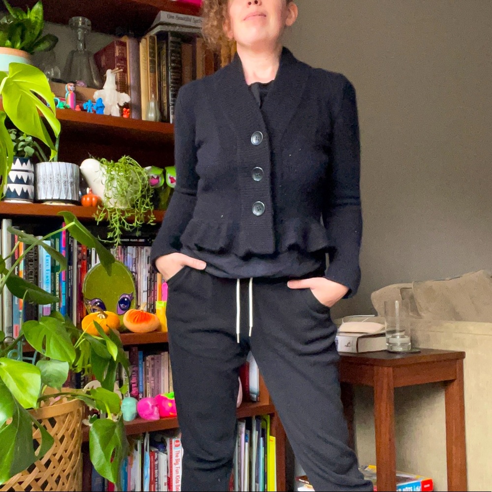 Y2K black cashmere shrunken cardigan Anneclaire